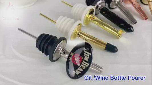 Premium Black Oil & Wine Pourer Set of 4 - Metal, Sustainable, Fits Most Bottles - Stainless, Rose Gold, Gold - With Metal Cap for Dust & Bug Protection