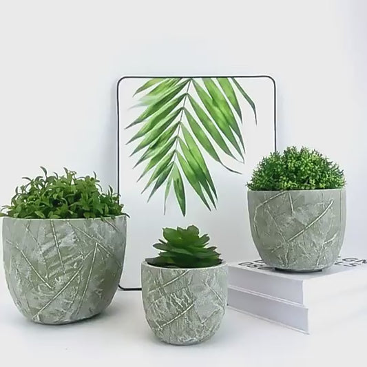 Large Cement Flowerpot - Nordic Design Style, Eco-Friendly, Round Shape, 17x17x14 CM
