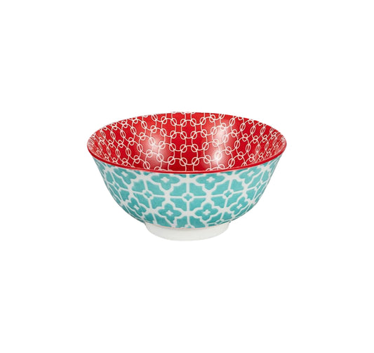 Ornaments bowl 15.2cm Red/Blue flower