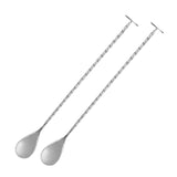 Stylish Silver Cocktail Mixing Spoon Set of 2 - Reusable Stainless Steel, Ideal for Mixing Drinks, Available in Gold, Silver, Rose Gold, and Black