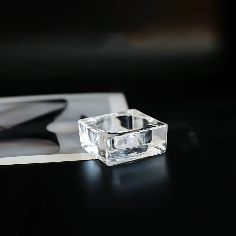 Small square glass candle holder