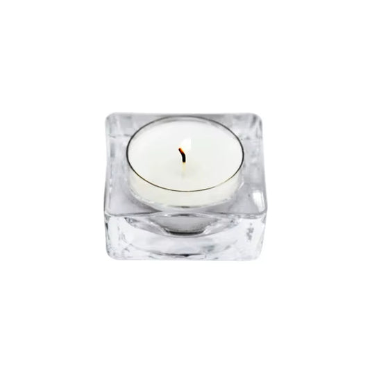 Small square glass candle holder