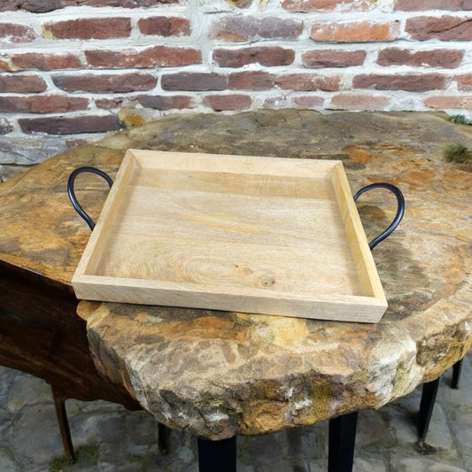 Natural Elegance Wooden Rectangular Tray - Handcrafted Charm for Stylish Serving and Home Decor - Perfect for Breakfast in Bed or Entertaining - Durable, Eco-Friendly Design for a Rustic Touch