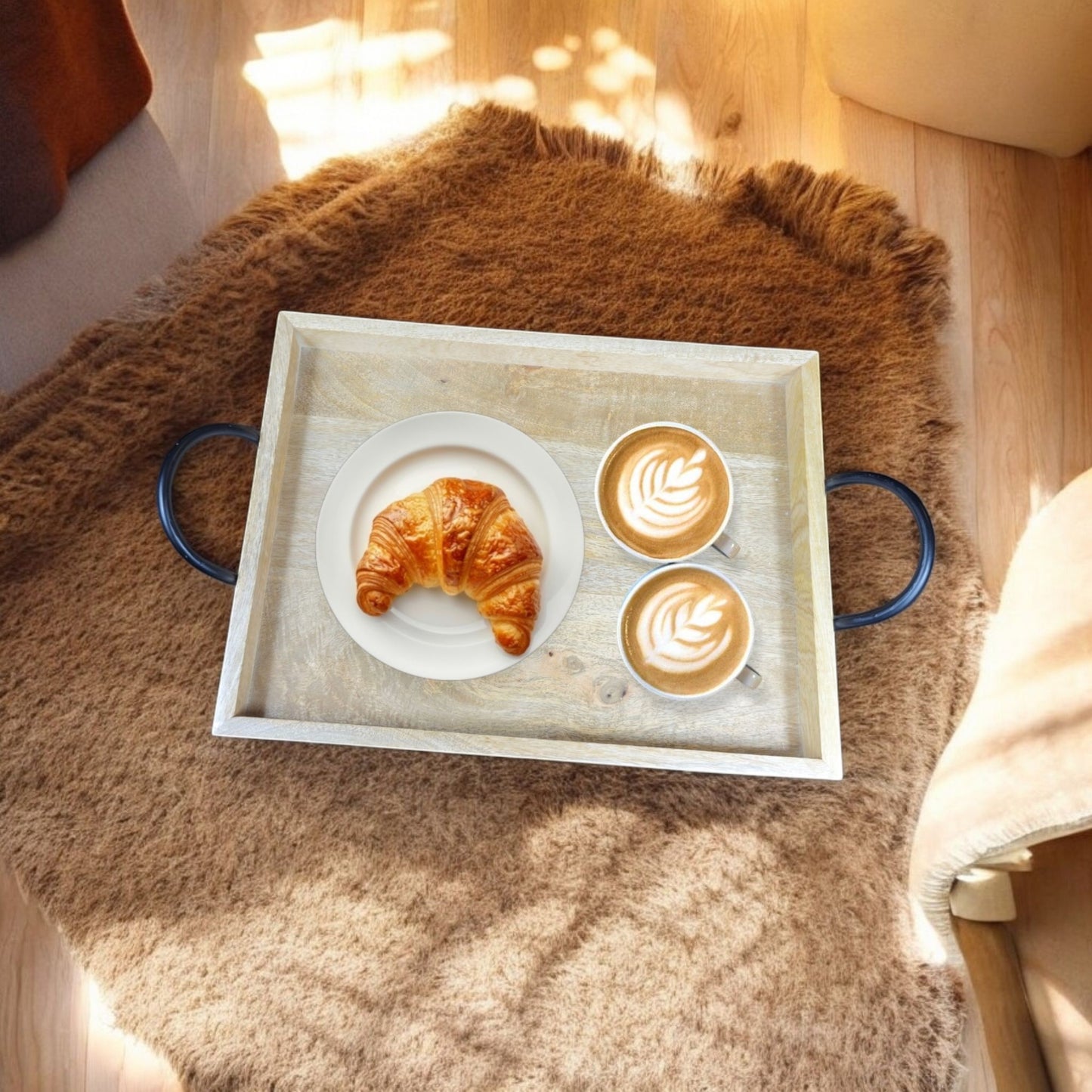 Natural Elegance Wooden Rectangular Tray - Handcrafted Charm for Stylish Serving and Home Decor - Perfect for Breakfast in Bed or Entertaining - Durable, Eco-Friendly Design for a Rustic Touch