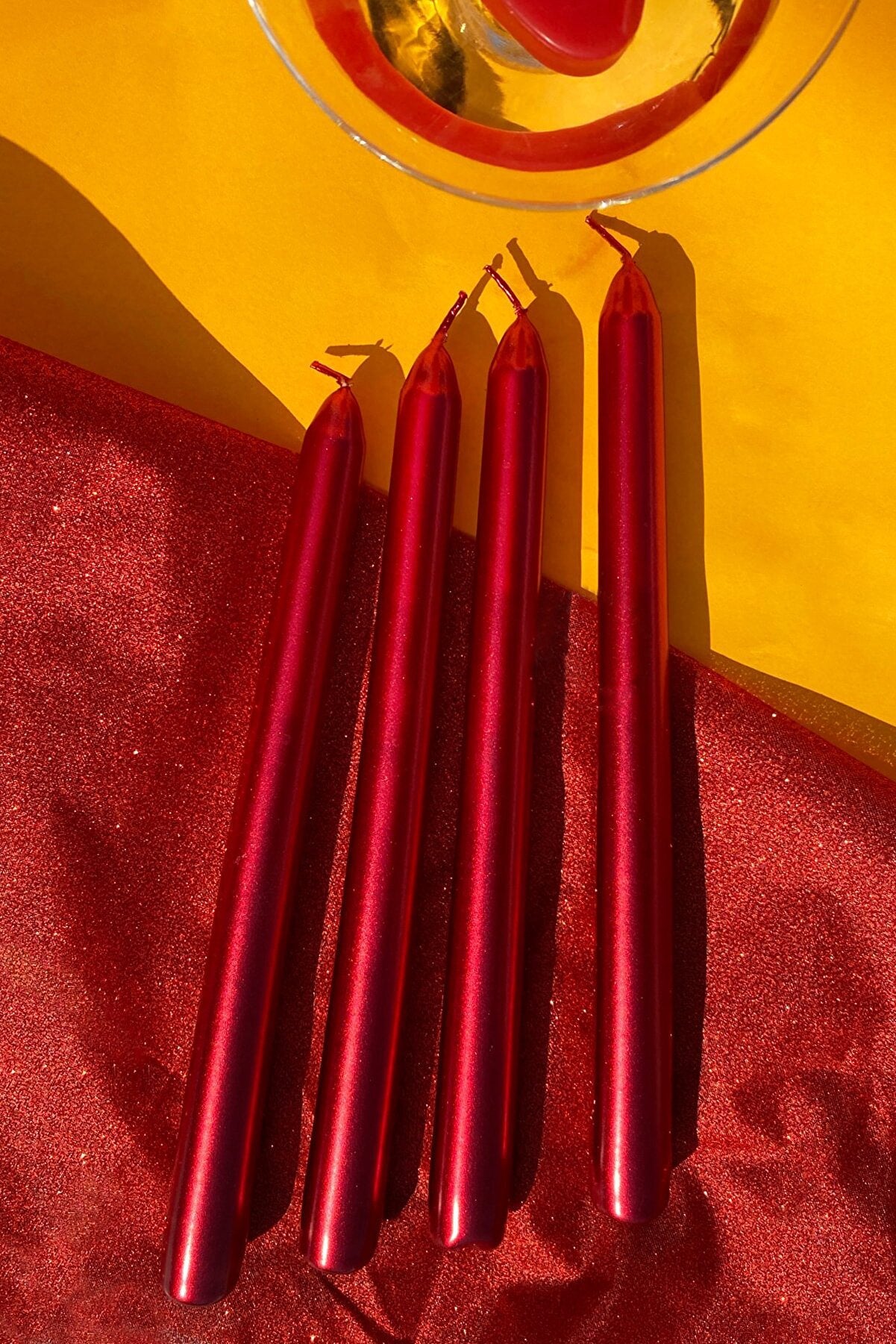 Red Bright Stick Candle 25 cm (4 Pack) - Premium Natural Wax, Clean Burn, and Long-Lasting Fragrance - Vibrant Design for Modern Home Décor, Candlestick Holders, and Special Occasions