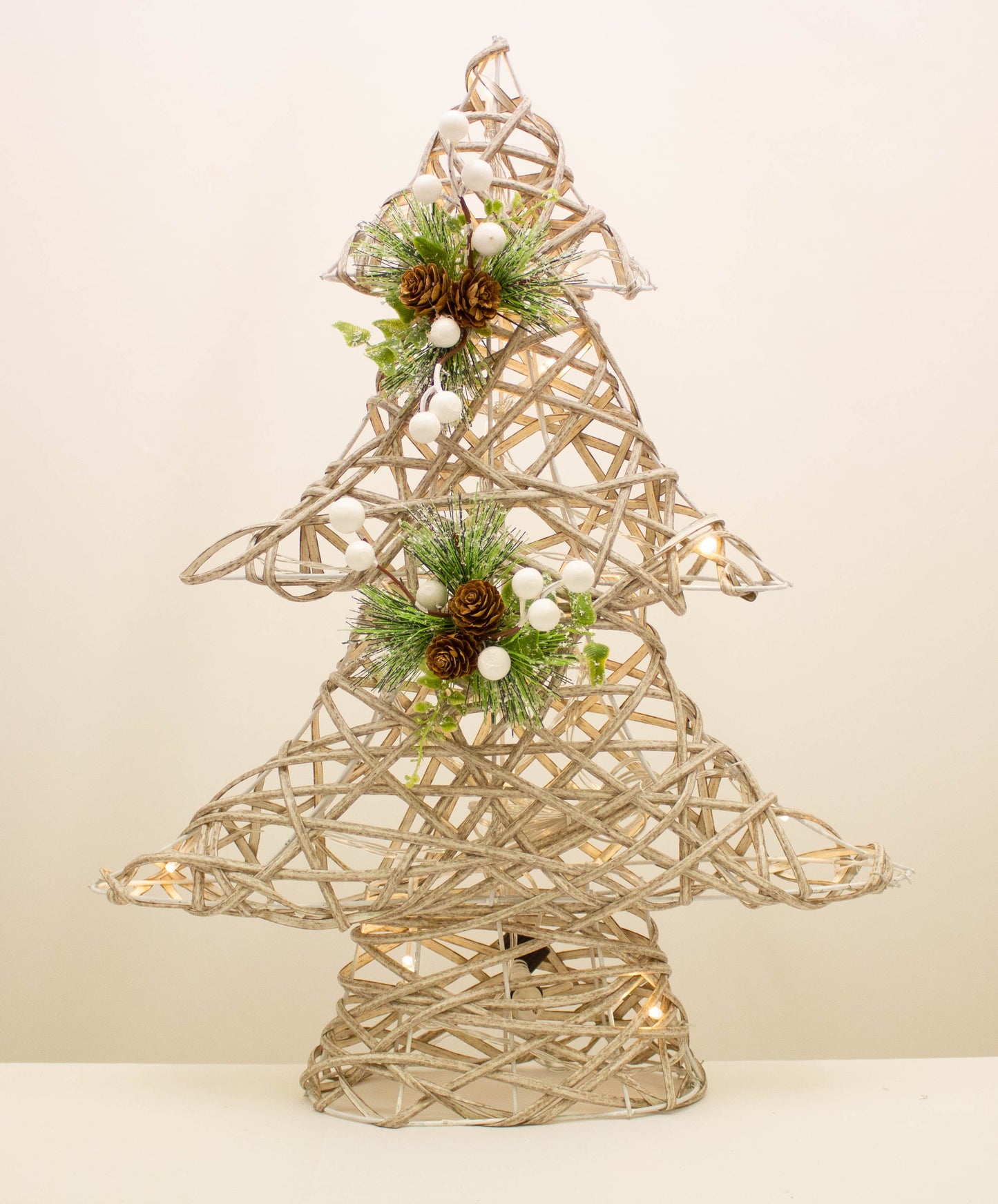Winter Tidings Pre-Lit Christmas Tree 49 cm Festive Tabletop Decoration with Warm LED Lights, Snow-Dusted Finish, and Sturdy Base for Holiday Home Décor