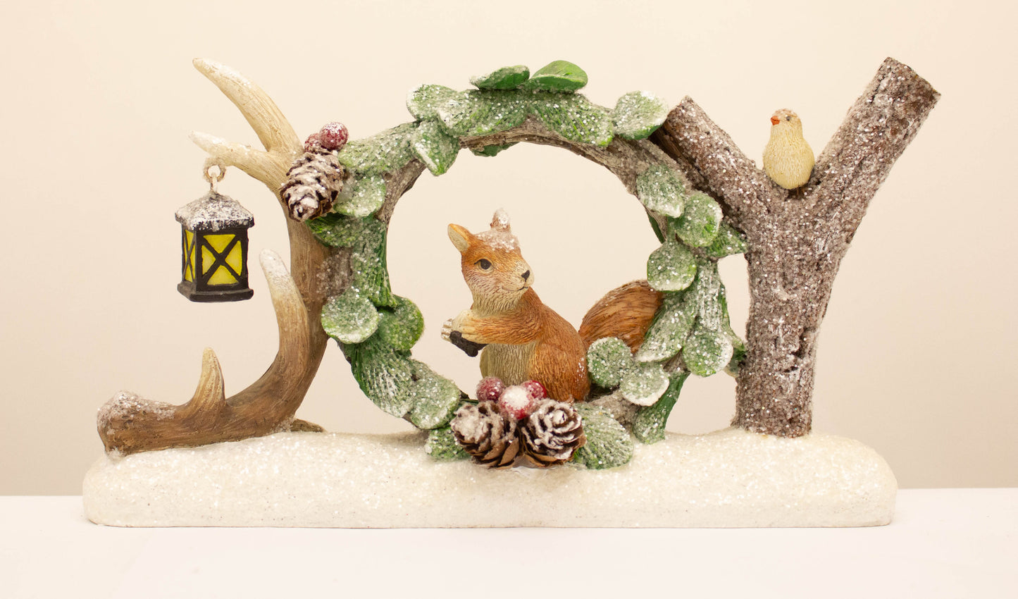 Winter Wisp "JOY" Décor Festive Holiday Tabletop Decoration with Frosted Finish, Christmas Mantel Accent, Seasonal Home Styling for Shelves, Entryways, and Winter Displays