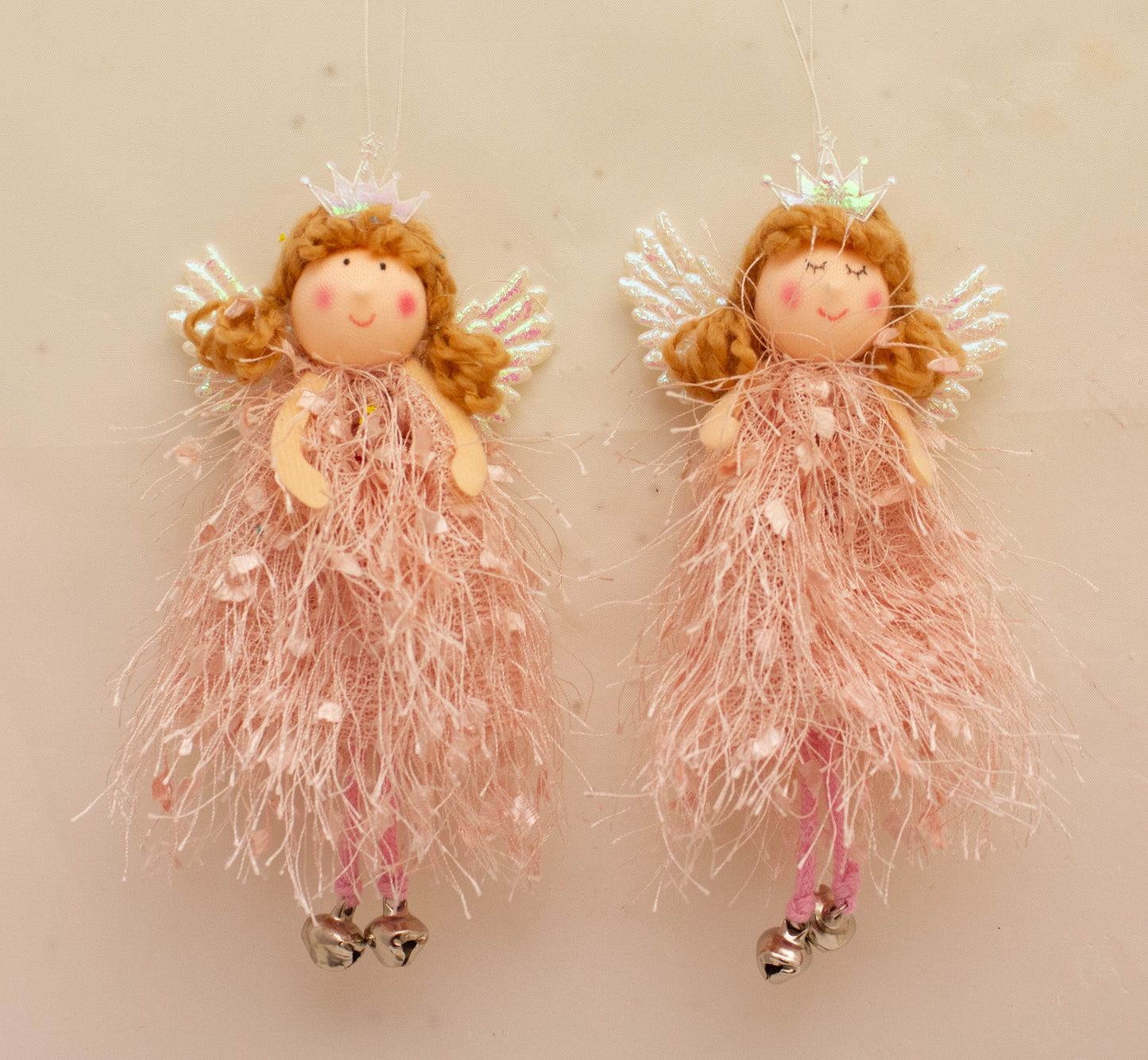 Whimsy Blush Fairy Hanger (Set of 2) – Delicate and Charming Hanging Fairy Decorations with Soft Blush Tones – Perfect for Christmas Trees, Nurseries, and Whimsical Home Décor