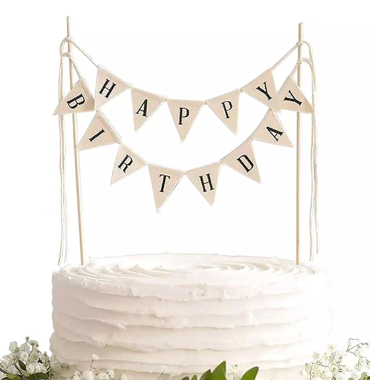 Happy Birthday Cake Topper – Elegant Hanging Decoration Over Cake – Reusable Acrylic & Paper Banner for Birthday Celebrations – Perfect for Parties & Special Events