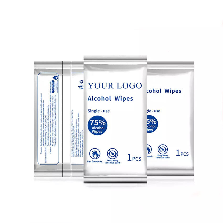 High quality custom non-woven fabric 75% alcohol wet wipes – antibacterial, disinfecting wipes for hands and surfaces, convenient packaging for travel, home, and office use, effective germ protection