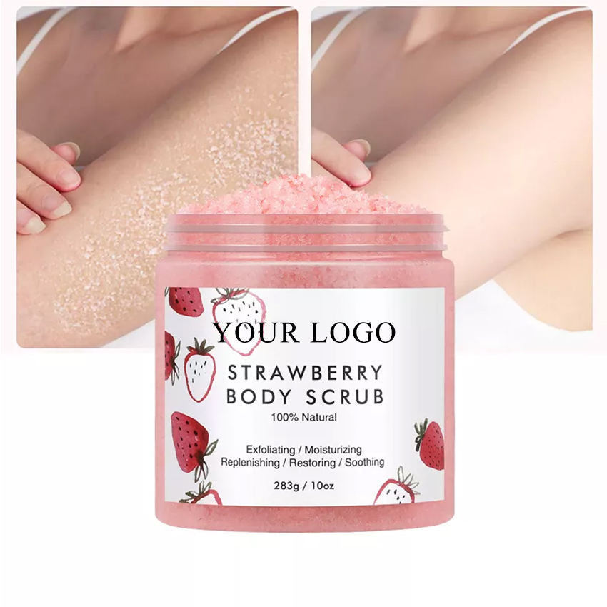 Whipped whitening candy all-natural fruit skin care – private label organic strawberry lightning exfoliating cream body scrub, deeply nourishes and brightens skin, exfoliates dead cells, enhances smoothness and radiance, suitable for all skin types