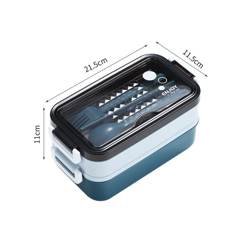 Blue Plastic Lunch Box Set Durable and Stylish Lunch Boxes for Kids and Adults Food Storage Containers with Leak-Proof Lids for School Office and Travel Use
