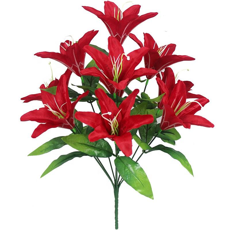 10 Heads Artificial Lily Flowers Realistic Fake Lily Bouquet for Home Décor Wedding Arrangements Centerpieces and Floral Displays Lifelike Faux Lilies with Soft Petals and Flexible Stems