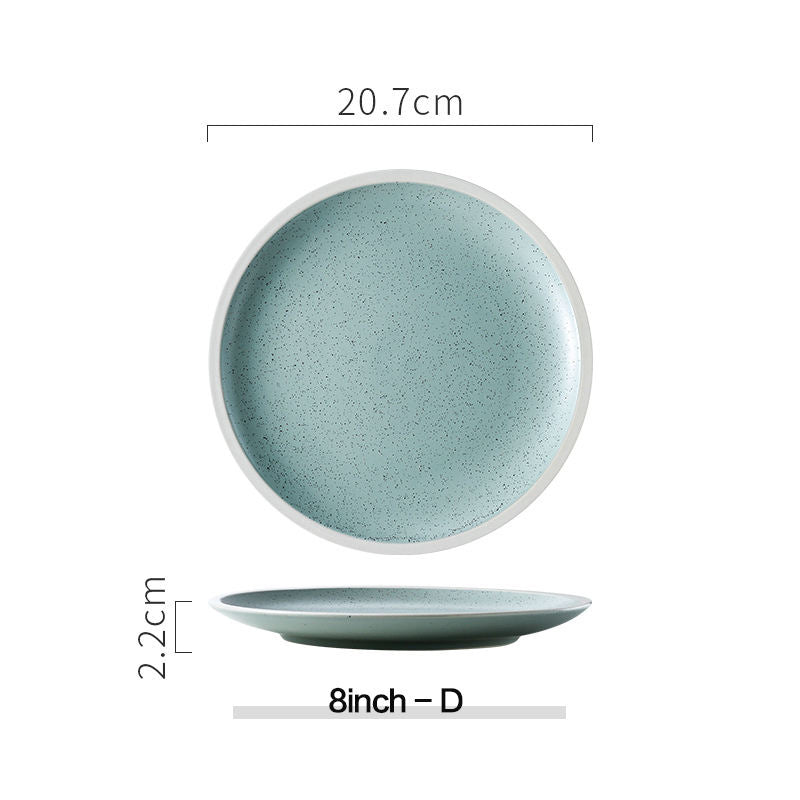 8-inch Blue Plate with Black Spots Ceramic Plate for Home Dining Table Decorative Plate for Serving Food and Table Settings Unique Design with Glossy Finish and Durable Material