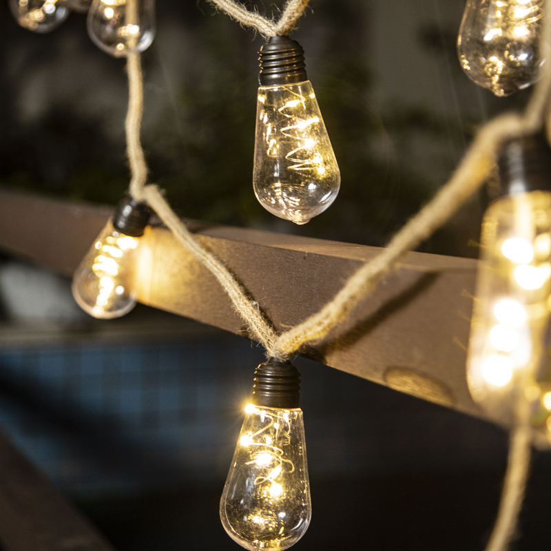 Olive Bulb Light Color Plating Christmas Light LED String Lights - Warm White, Hemp Rope, 2.7M, IP20, 4.5V, 50,000 Hours Lifespan, 3500K, Indoor Decorative Lighting