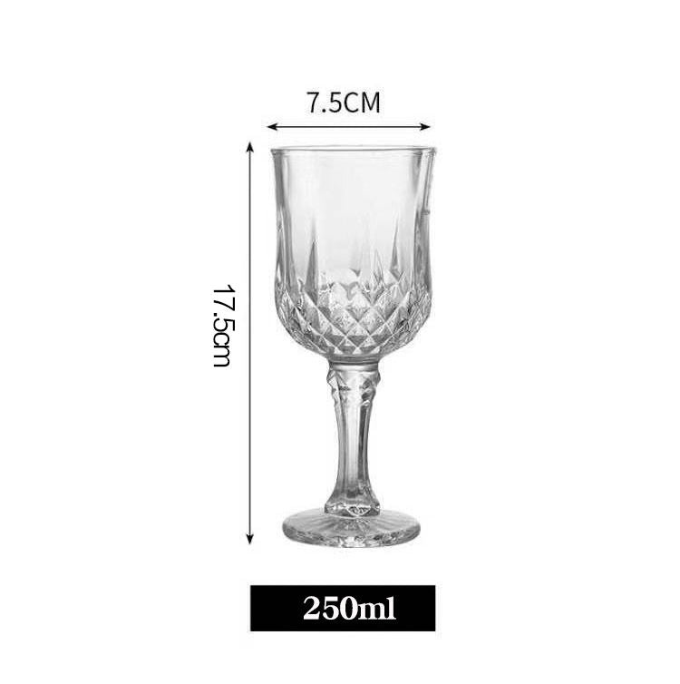 Diamond-Embossed Wine Glass – Elegant Cut Glass Goblet for Red & White Wine – Vintage Crystal Stemware for Dining, Parties & Home Bar
