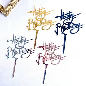 Happy Birthday Cake Decoration - Elegant Gold Topper for Birthday Cakes - Stylish and Reusable Party Decoration - Perfect for Celebrations, Anniversaries, and Special Occasions