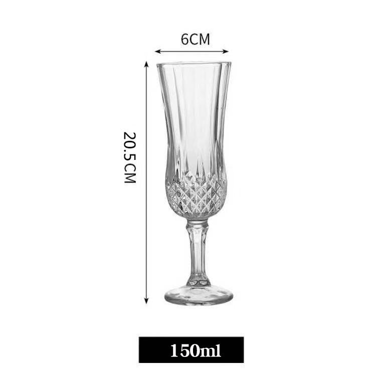 Diamond-Embossed Champagne Glass – Elegant Cut Glass Flute for Sparkling Wine, Prosecco & Cocktails – Vintage Crystal Stemware for Weddings, Parties & Home Bar