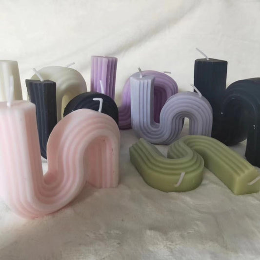 Geometric S-Shaped Pillar Candle - Unique and Modern Decorative Candle - Perfect for Home Decor, Centerpieces, and Gifting - Adds a Stylish Touch to Any Space