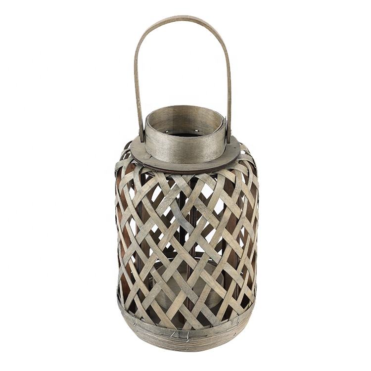 Farmhouse outdoor garden home décor – vintage wooden lantern candle holder, rustic hanging lantern for patio, porch, and indoor use, decorative candle light with glass panels, perfect for creating a warm and cozy ambiance.