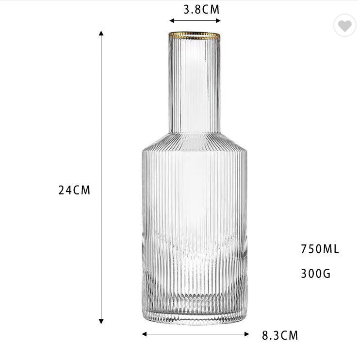 Ripple Carafe Elegant Ribbed Glass Pitcher for Water Juice Wine and Cocktails Durable Lead-Free Glass Modern Textured Design for Home Bar and Restaurant Use
