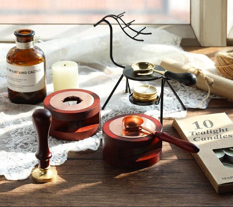 Sealing Wax Kit Wood Wax Furnace with Seal Stamp with Spoon