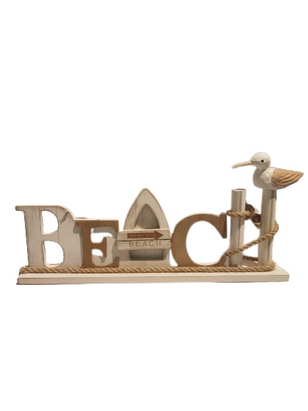 Beach Standing Plaque, Coastal-Inspired Decorative Sign, Freestanding Wooden Plaque for Home, Office, and Beach House Decor, Nautical Theme Accent for Shelves, Desks, and Tabletops