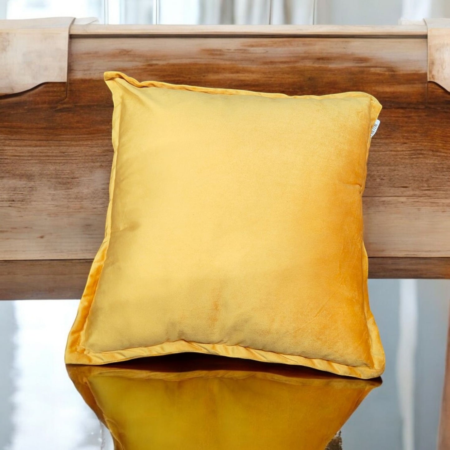 Crushed Velvet Cushion Yellow 45x45cm – Luxurious Decorative Pillow for Vibrant Home Accents