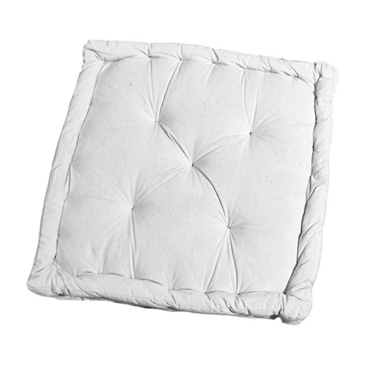 Plush Rectangular Floor Cushion 45x45x10cm 100% Cotton White - Soft and Supportive Seat Pillow for Home and Office