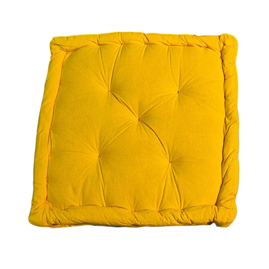 Plush Rectangular Floor Cushion 45x45x10cm - Soft Cotton Yellow Pillow for Comfortable Seating and Decor