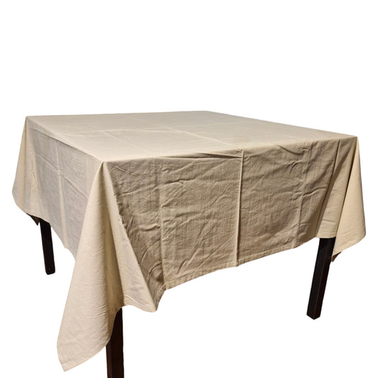 VASAI 100% Cotton Table Cloth, 160x160cm, Beige - Perfect for Any Dining Occasion, Elegant Home Decor