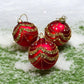 Golden Snowflake Elegance: Red & Gold Christmas Bauble – 3.1-Inch Handmade Holiday Ornament, Luxurious Festive Décor