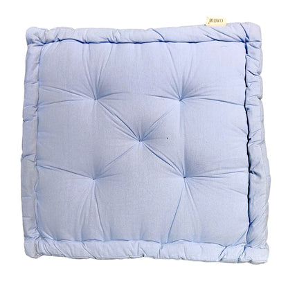 Plush Rectangular Floor Cushion 45x45x10cm - Soft Cotton Aqua Grey Pillow for Comfortable Seating and Decor