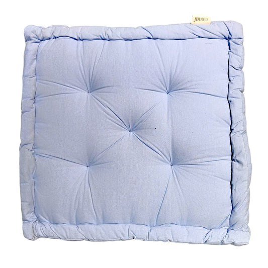 Plush Rectangular Floor Cushion 45x45x10cm - Soft Cotton Blue Pillow for Comfortable Seating and Decor