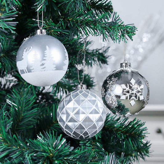 Silver & White Cone Bauble – Elegant Holiday Ornament for Tree Decoration – Premium Glass Finish, Perfect for Christmas & Winter Décor