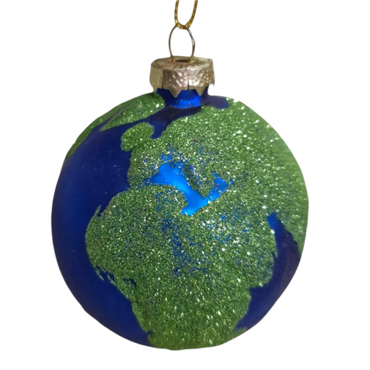 Nature's Palette: Green and Blue Ornament - Elegant Glass Bauble for Festive Decor, 10cm Handcrafted Holiday Decor