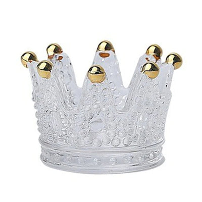 Stylish luxury and exquisite mini small glass Crown ornaments for jewelry rings storage and ashtray candle holder Decor