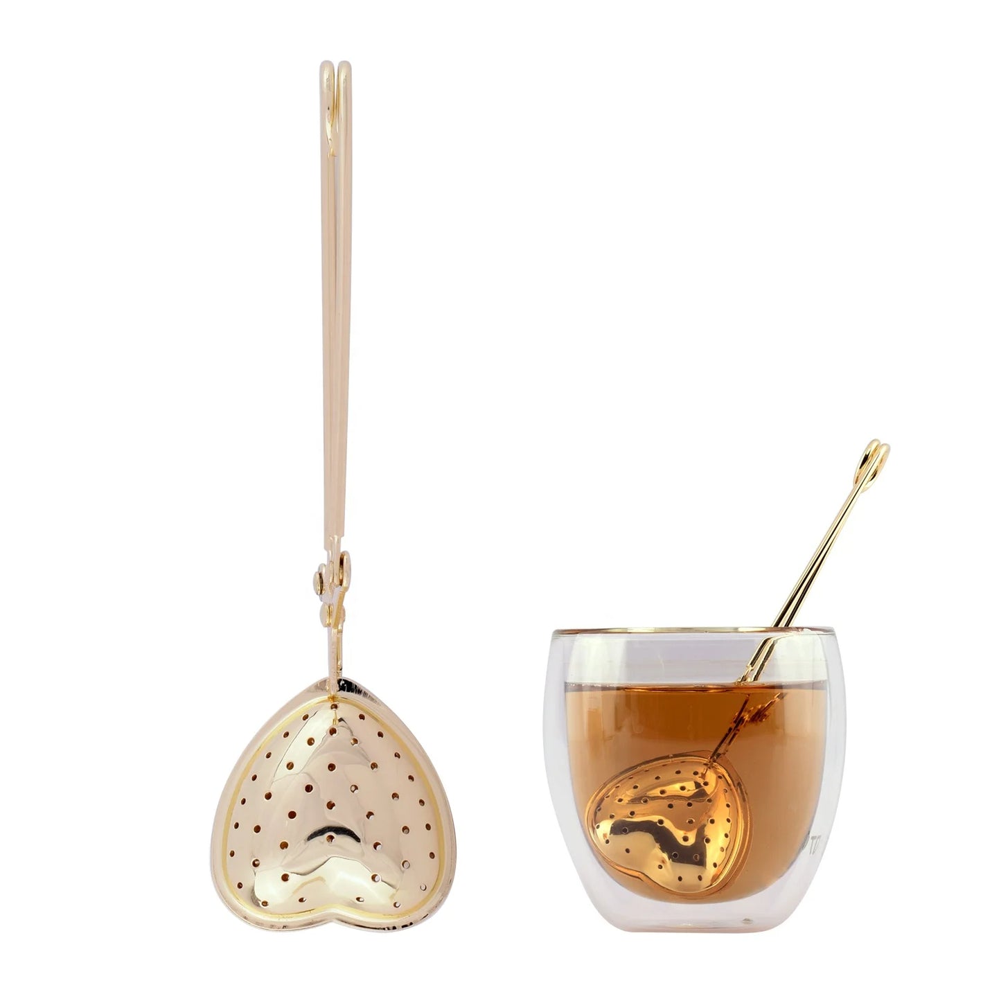 High Quality Stainless Steel Gold Heart Tea Infuser for Loose Leaf Tea