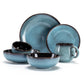 Drum Ocean Blue Stoneware Crockery Set – 16-Piece Dinnerware Set – Stylish and Durable for Dining, Serving, and Entertaining with a Coastal Vibe