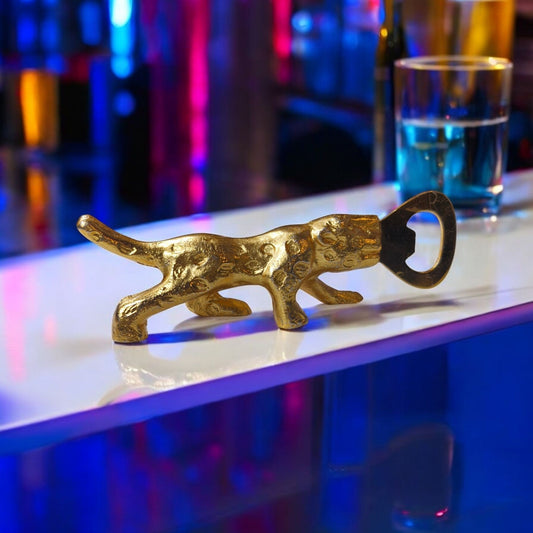 Wild Elegance Tiger Aluminium Bottle Opener in Gold - Stylish and Functional Kitchen Accessory - Perfect for Effortless Bottle Opening with a Touch of Wild Charm for Your Home Bar or Kitchen