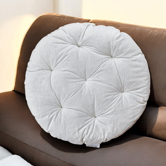 Solid Circular Chair Pad 40x5cm - Comfortable Cotton White Cushion for Stylish and Supportive Seating