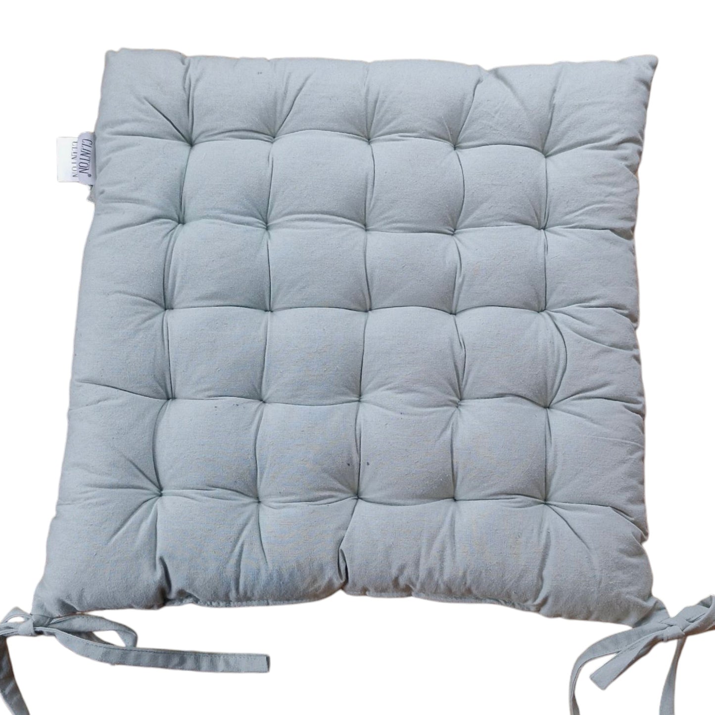 Elegant Solid Square Chair Pad 40x40x5cm - 100% Cotton Blue Cushion for Comfort and Style