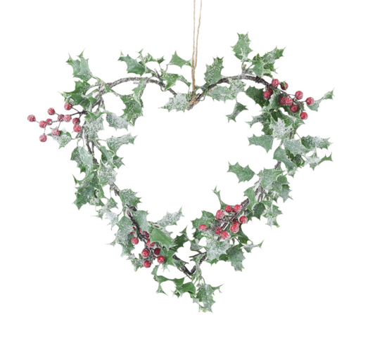 FROSTED H'BERRY HEART WREATH 55CM