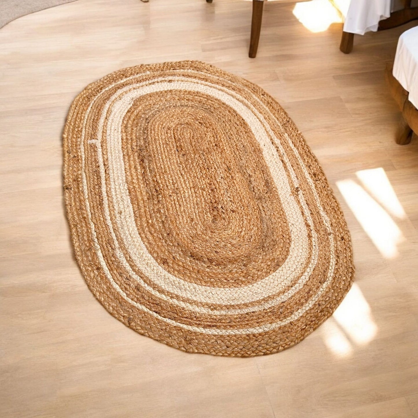 Mirchi Oval Jute Rug – Handwoven 60x90CM | Natural Fiber, Eco-Friendly Design | Lightweight & Durable | Perfect for Living Rooms, Bedrooms, and Entryways | Versatile, Sustainable Home Decor