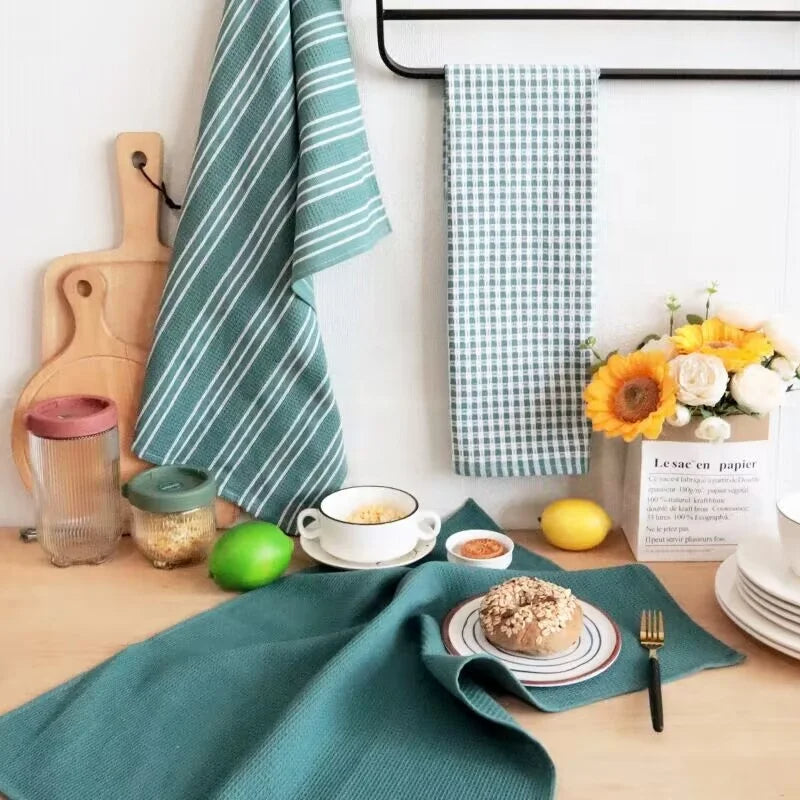 Kitchen Dish Towel Set of 3 | 18 x 26 Inch Tea Towels | Soft and Absorbent Mixed Set of Flat Towels Grey