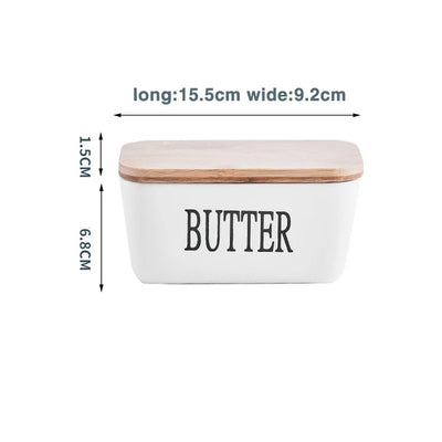 Rectangular Ceramic Butter Box Sealed storage container Western cheese crock butter jar keeper for Restaurant 15x8.5cm