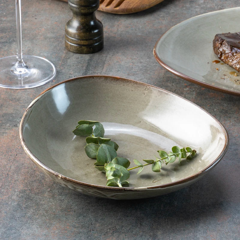 Nordic style grey china Eco friendly dinnerware ceramic porcelain spoon