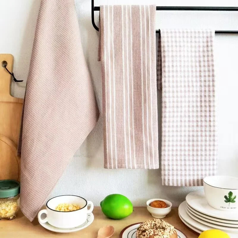 Kitchen Dish Towel Set of 3 | 18 x 26 Inch Tea Towels | Soft and Absorbent Mixed Set of Flat Towels Grey