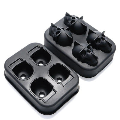 Custom Eco-friendly 6 grids round silicone ice cube tray mold with lid ice ball Maker Black Square