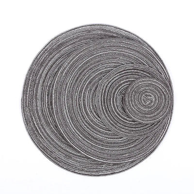 Eco-friendly Stocked Round Fabric Table Placemat Woven Placemats 36cm Beige